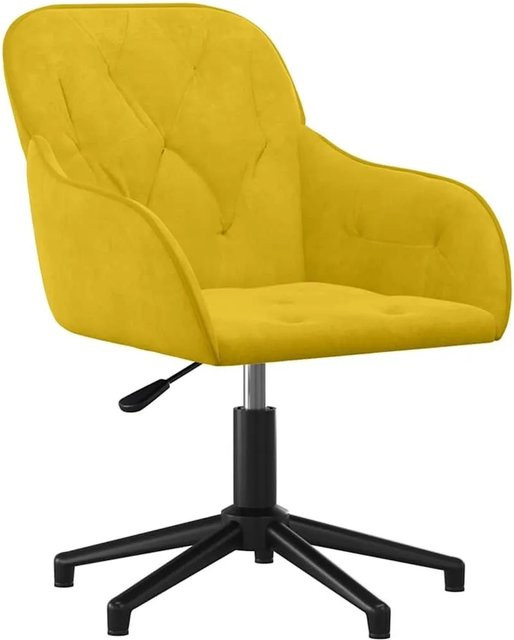 vidaXL Bürostuhl aus Samt in Gelb mit Rollen und 360-Grad-Drehfunktion, B/T/H: 59 x 61,5 x 72 cm - Bild 1