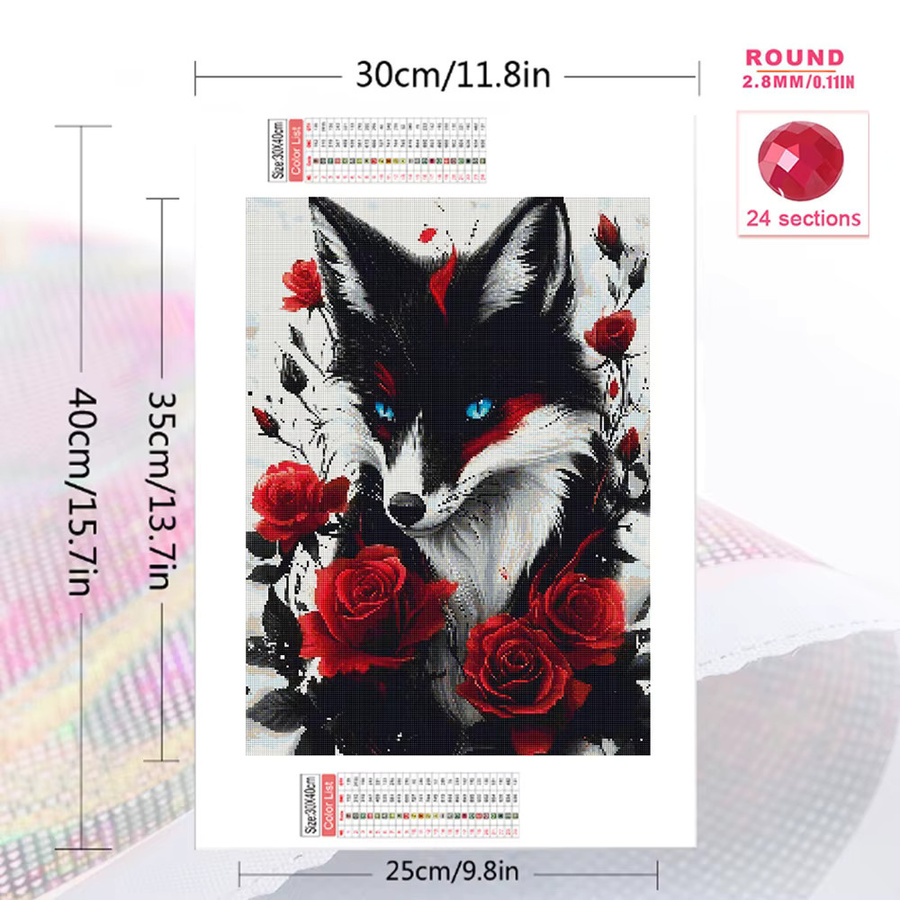 Evershine DIY Diamantmosaik Fuchs mit Blumen Wanddeko als 5D Stickerei Handwerk Kit in Multicolour, B/H: 30 x 20 cm - Bild 2