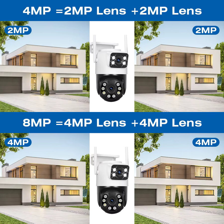 DDBROUGEN Dual Lens Wifi Outdoor Überwachungskamera 4K 8MP PTZ mit Nachtsicht, Dual Screen und menschlicher Erkennung, IP Sicherheit Kamera in Weiß - Bild 5