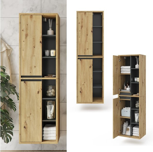 Vicco Badschrank Viola Eiche Hängeschrank und Hochschrank mit 2 Türen, B/T/H: 50 x 40 x 170 cm - Bild 1