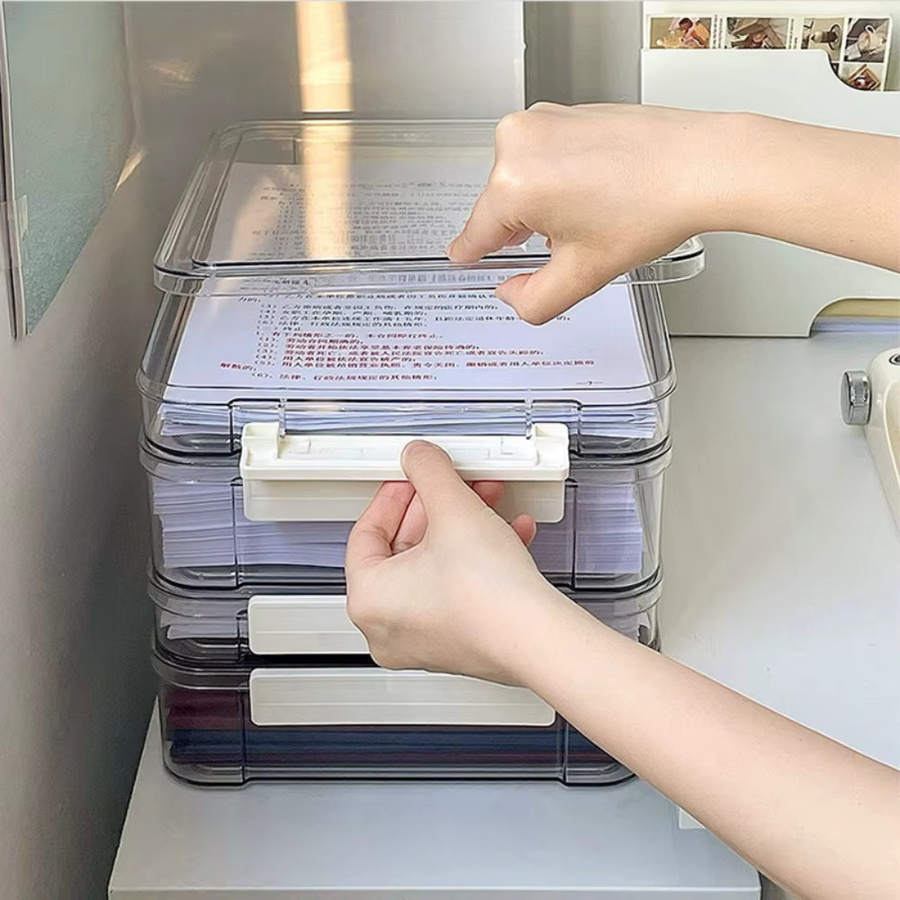 Transparenter A4 Akten- und Dokumentenorganizer aus Acryl als staubdichte Desktop-Aufbewahrungsbox - Bild 2