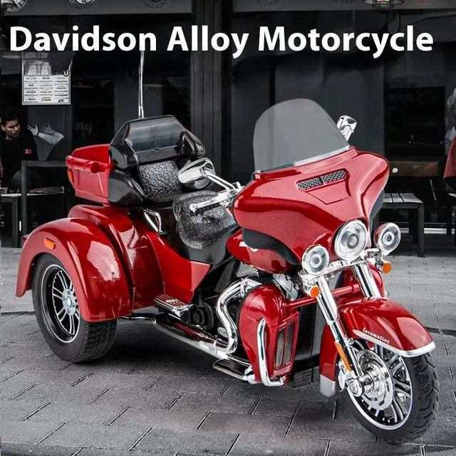 Linyi toy car Harley D-Vtri Glide Ultra, Modell Motorrad, 1:9, Metall, mit Licht und Sound, ab 14 Jahren - Bild 1
