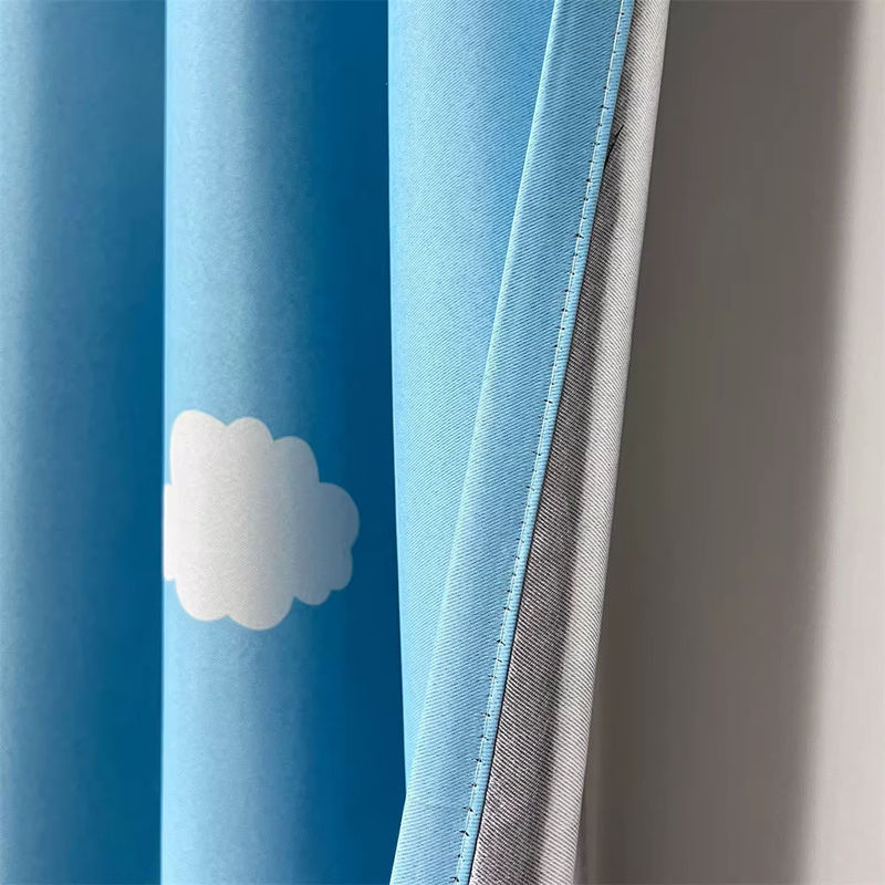 Blaue Cartoon-Vorhänge mit Wolken-Print für das Kinderzimmer, halbtransparente Fensterpaneele von Black Ant, Breite: 107 cm, Höhe: 160 cm - Bild 4