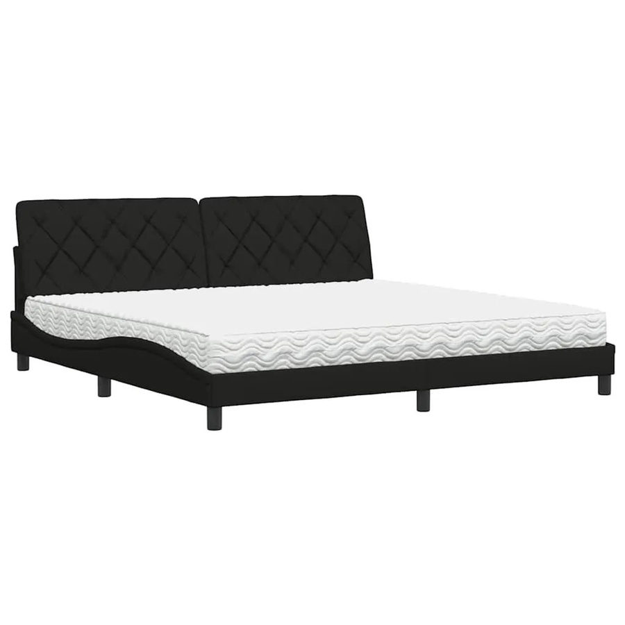 vidaXL Bett mit Matratze in Schwarz und Weiß, modernes Polsterbett aus Stoff und Metall, B/T: 200 x 200 cm - Bild 2
