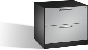 C+P Hängeregistraturschrank Asisto DIN A4 mit 2 Schubladen, zweibahnig, Front Weißaluminium und Korpus Schwarzgrau, B: 60,0 cm, H: 80,0 cm, T: 71,0 cm - Bild 1