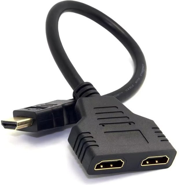 BRYNTHORX HDMI Splitterkabel 1 auf 2 Adapter in Schwarz für 4K 3D 1080P zur Nutzung mit Laptop, HD-TV, Monitor, PC und Projektor - Bild 1