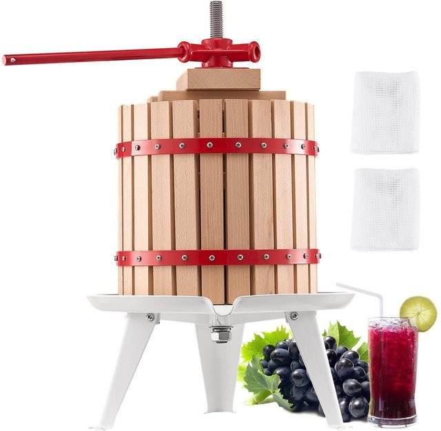 Manuelle Fruchtweinpresse von Buying Solutions für die Weinherstellung mit Holzkorb in Braun, Fassungsvermögen: 12 l - Bild 1