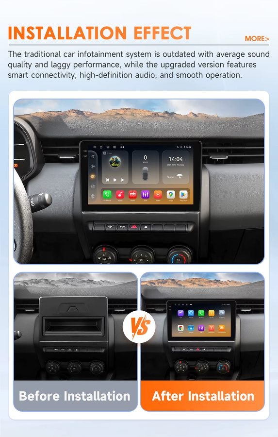 OSSURET Doppel-DIN Autoradio mit 9 Zoll Touchscreen für Renault Clio 5 2019-2021, kabelloses CarPlay und Android Auto, Bluetooth, Qualcomm Snapdragon, Schwarz - Bild 4