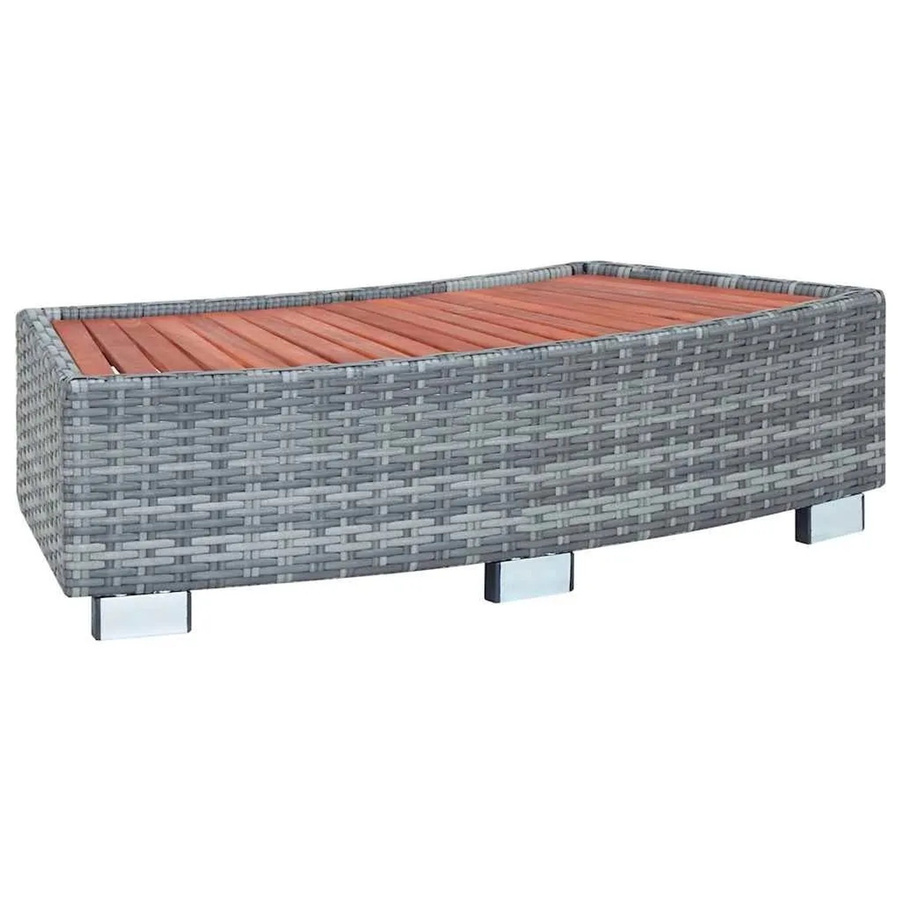 vidaXL Spa-Einstiegsstufe aus Poly Rattan in Grau, B/T/H: 92 x 45 x 25 cm - Bild 2