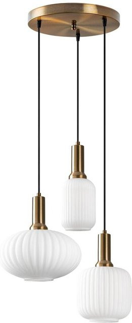 Opviq Pendelleuchte Asker in Gold aus Glas und Metall mit 3 E27 Fassungen, Breite: 55 cm, Tiefe: 55 cm, Höhe: 130 cm - Bild 1