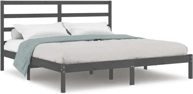 vidaXL Massivholzbett aus Kiefer in Grau, Modernes Bettgestell für Erwachsene, B/T: 200 x 200 cm - Bild 1