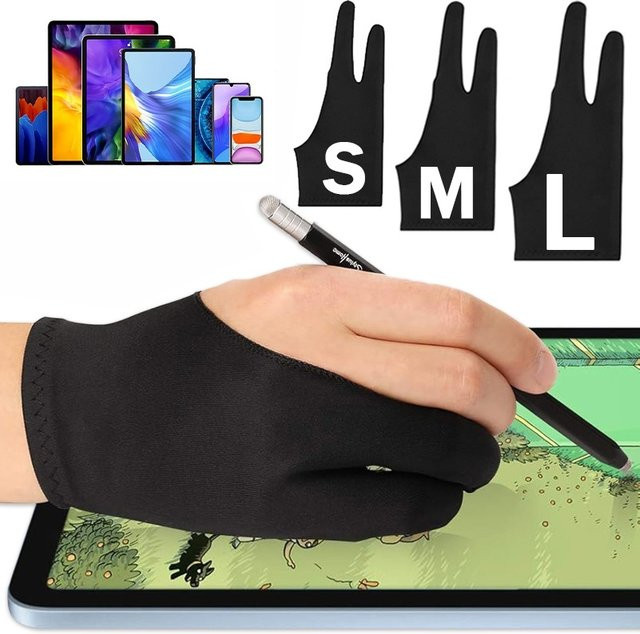 Anti-Touch Zwei-Finger Zeichnungshandschuhe für Apple iPad und kapazitive Tablets in Schwarz - Bild 1