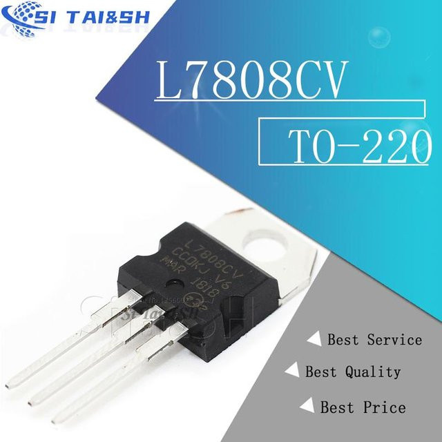 10 Stück L7808CV Spannungsregler IC im TO-220 Gehäuse von Si Tai&SH in Schwarz - Bild 1