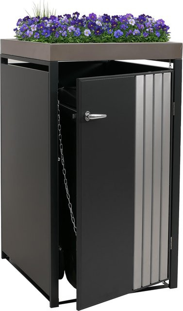 MCW 1er-Mülltonnenverkleidung O67 mit Pflanzkasten aus Edelstahl in Anthrazit, B/T/H: 125 x 68 x 84 cm - Bild 1