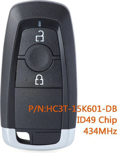 KEYECU Smart Remote Auto Schlüsselanhänger HC3T-15K601-DB für Ford Ecosport Ranger PXIII PROX, 433 MHz, ID49 Chip, Schwarz - Bild 1