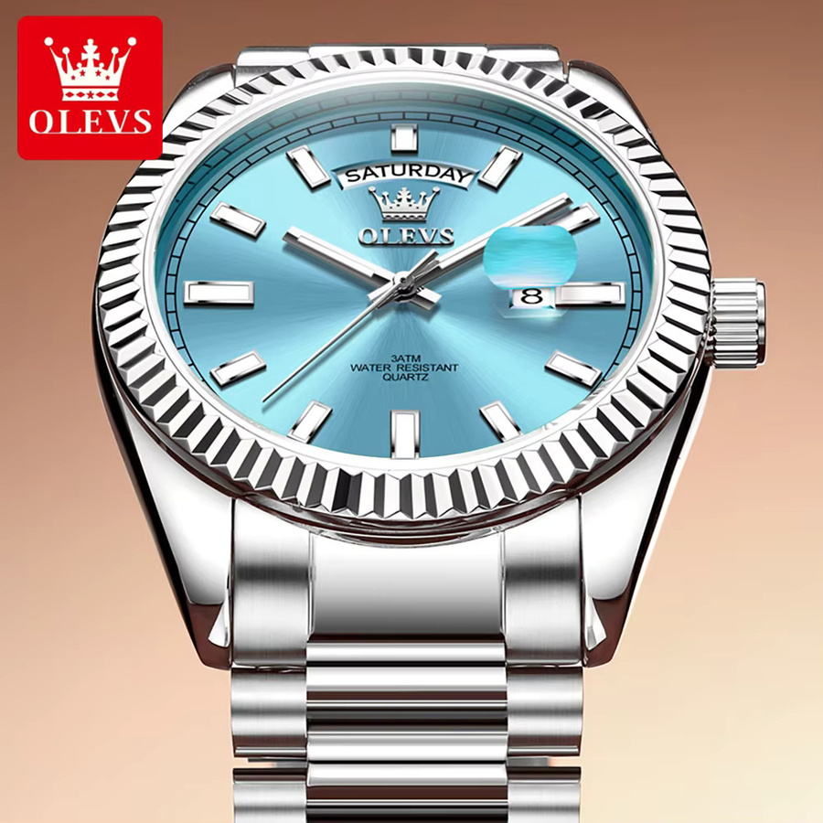 OLEVS Armbanduhr Quarz, Edelstahl, Blau, Herren - Bild 2
