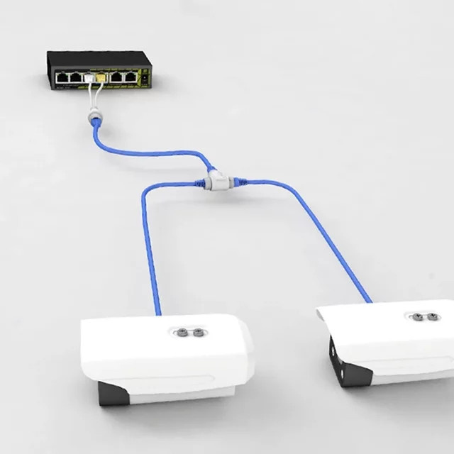 POE Splitter 2-in-1 Netzwerk-Verkabelung RJ45 Drei-Wege-Stecker für Überwachungskameras FTBTOC - Bild 1