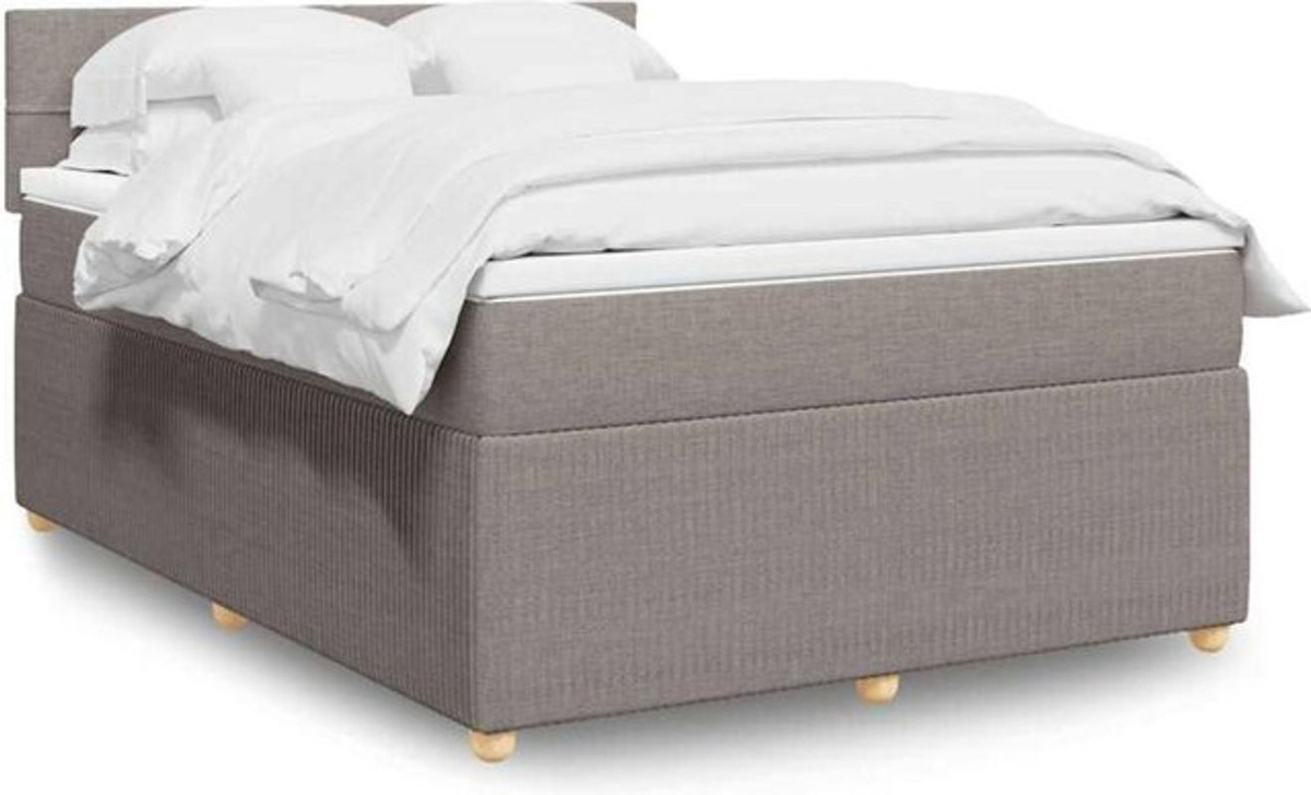 Boxspringbett mit Matratze von vidaxl in Taupe meliert, Stoff, B/T: 140 x 200 cm - Bild 1