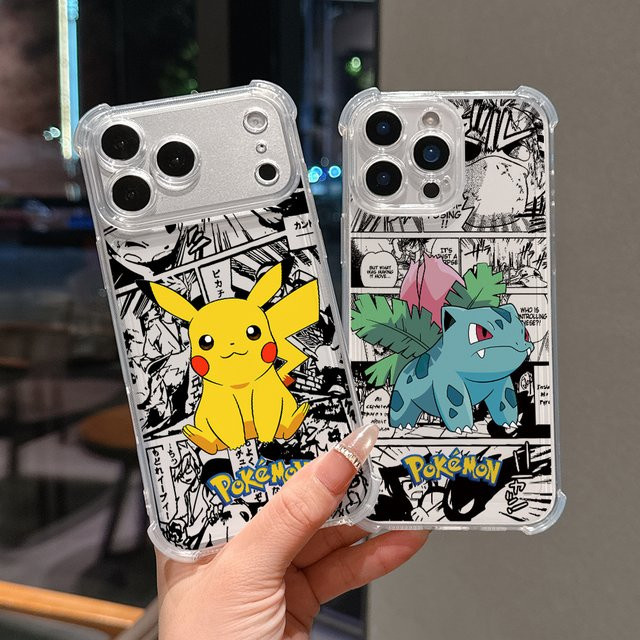 Potdemiel Handyhülle mit Pokémon Motiven für iPhone 17 Air 16 15 14 Plus 13 12 11 Pro Max X Xs XR 8, stoßfeste dünne Schutzhülle, transparent - Bild 1