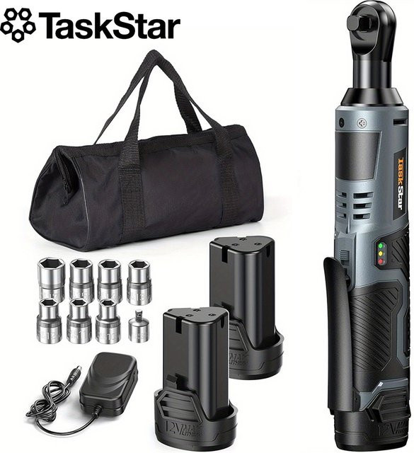 TaskStar Elektrischer Ratschenschlüssel Set, 12 V Akku-Ratschenschlüssel mit 2 x 2,0 Ah Akkus, 40 Nm Drehmoment und variabler Geschwindigkeit - Bild 1
