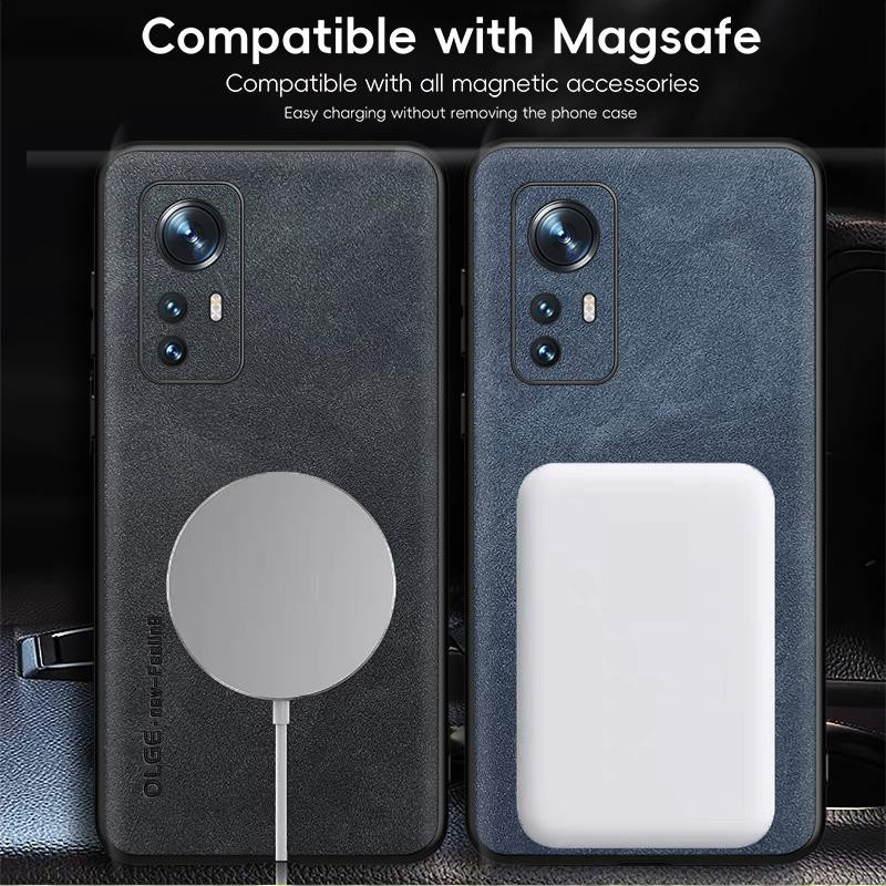 Xiaomi Handyhülle aus Schafsleder mit magnetischer TPU-Kante für Xiaomi 12 12X 12s 12 Lite 12 Pro 12s Ultra und 12 Lite 5G - Bild 2