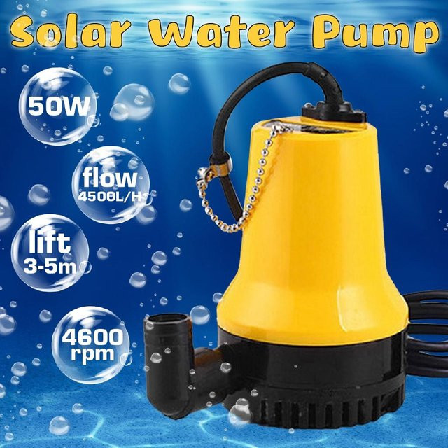 Ideal Power Tool Solar Tauchpumpe mit bürstenlosem Motor, Gelb, 50W, 4500L/H, 5m Förderhöhe, DC 12V/24V für Bewässerung, Brunnen und Fischteich - Bild 1