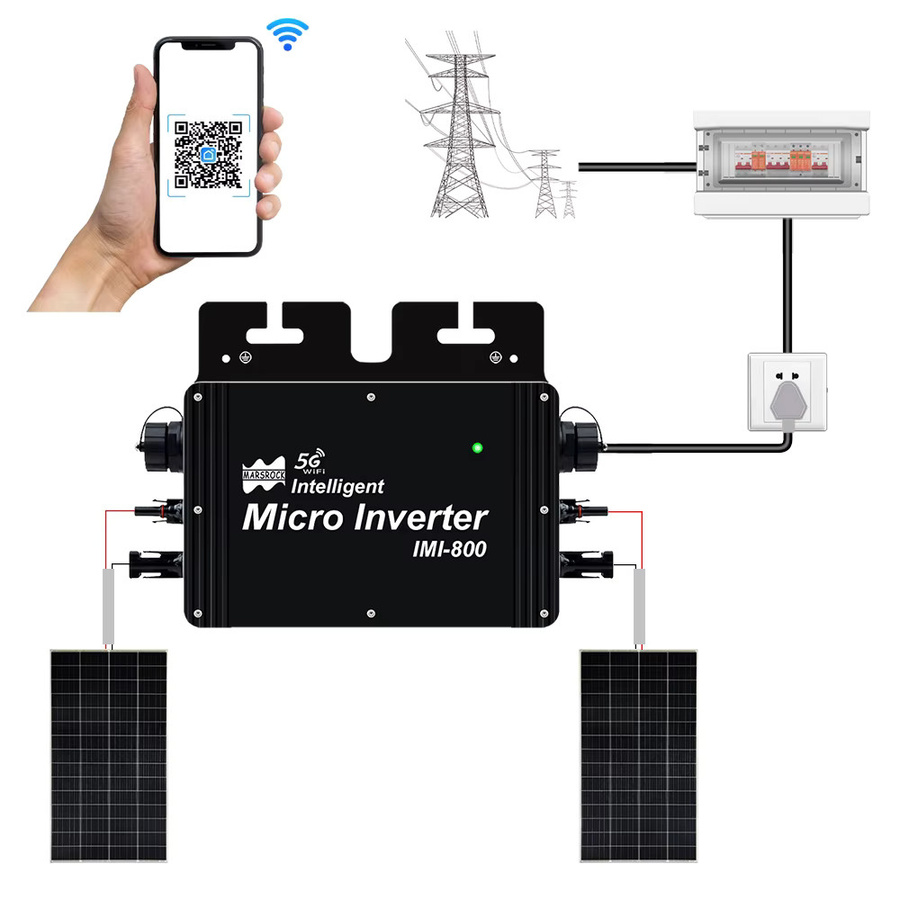 800 W MPPT Grid Tie Micro Solar Inverter mit WLAN und IP65 Schutz, 22–50 VDC Solarpanel Eingang für 120 VAC oder 230 VAC, Schwarz - Bild 3