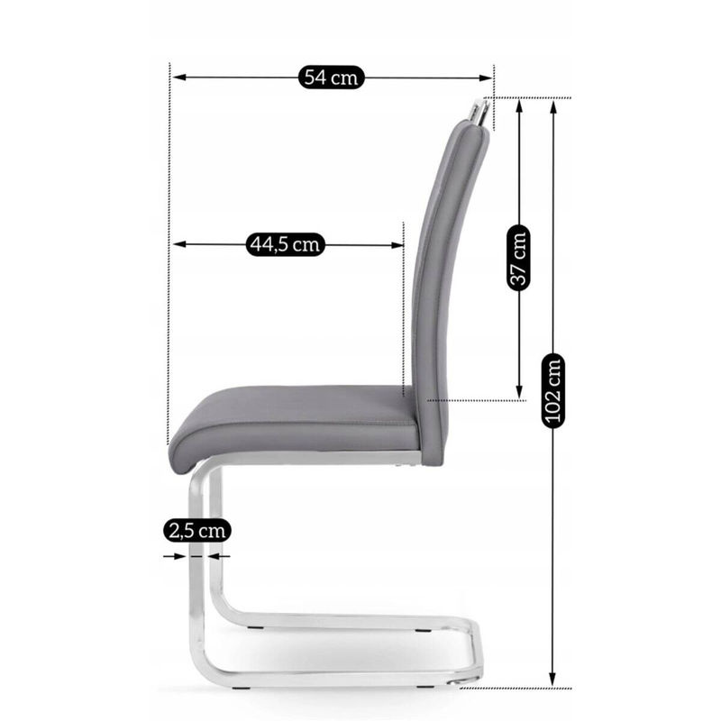 WIPMEB Stuhl LOCA in Grau aus Kunstleder mit Metallgestell, B/H/T: 43 x 102 x 54 cm - Bild 2