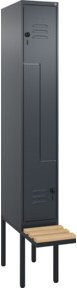 C+P Z-Spind Classic PLUS Sitzbank mit 2 Fächern aus Buche-Hartholz, B/T/H: 212,0 x 30,0 x 81,5 cm, Anthrazit/Schwarz - Bild 1