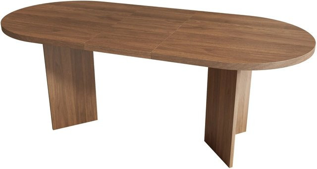 Merax Esstisch Modern mit abgerundeten Ecken in Braun, B/T: 200 x 90 cm - Bild 1
