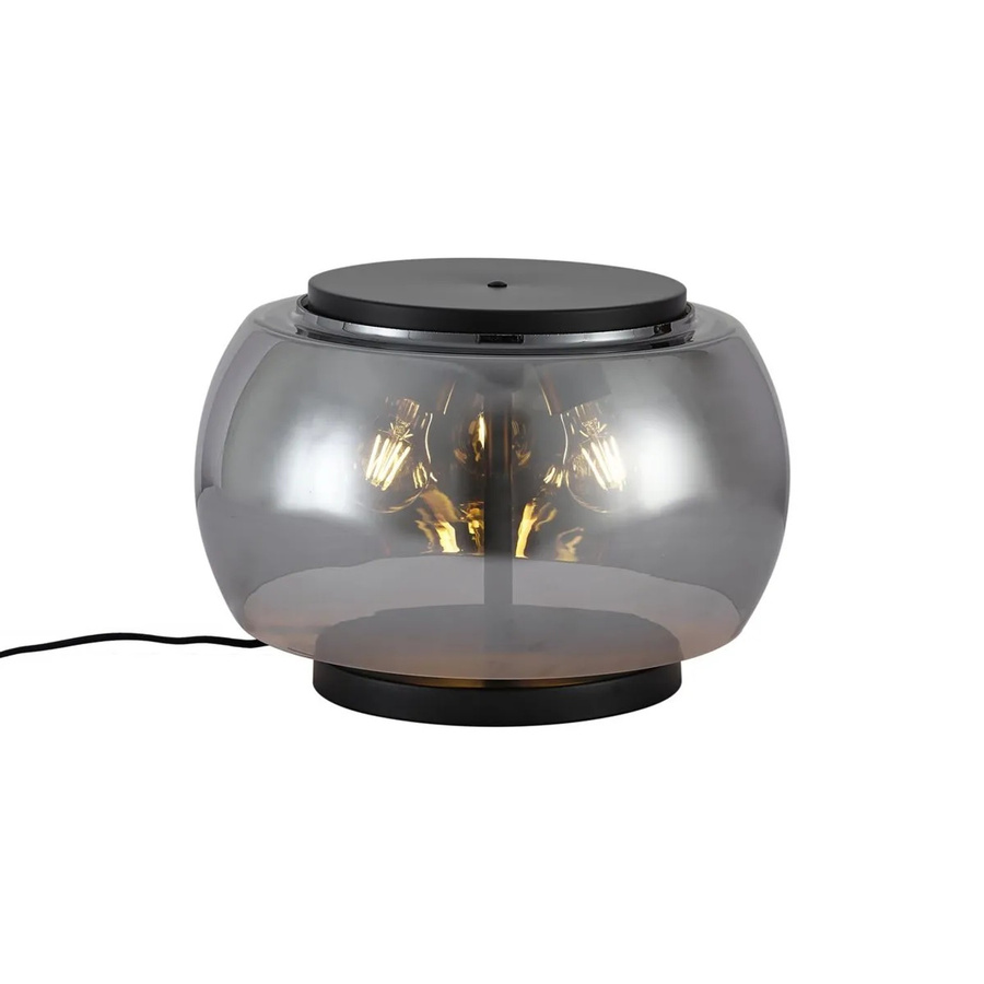 QAZQA Design-Tischleuchte Bino in Schwarz mit 3-flammigem Rauchglas und Metallgestell - Bild 2