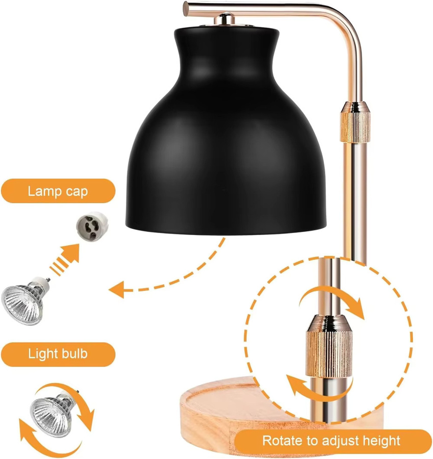 RUNTOIN Elektrische Kerzenwärmer-Lampe mit Timer, höhenverstellbare und dimmbare Tischleuchte für moderne Wohnraumdekoration - Bild 3