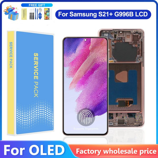 Samsung AMOLED LCD Display mit Touchscreen Digitizer und Rahmen für S21 Plus SM-G996B/DS in Schwarz - Bild 1