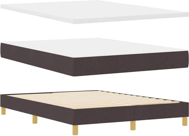 vidaXL Boxspringbett mit Matratze in Braun aus Stoff, B/T/H: 160 x 200 x 43,1 cm - Bild 1