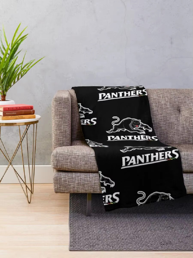 Panthers Penrith Überwurfdecke aus Plüschfleece in Schwarz, B/T: 127 x 101 cm - Bild 2