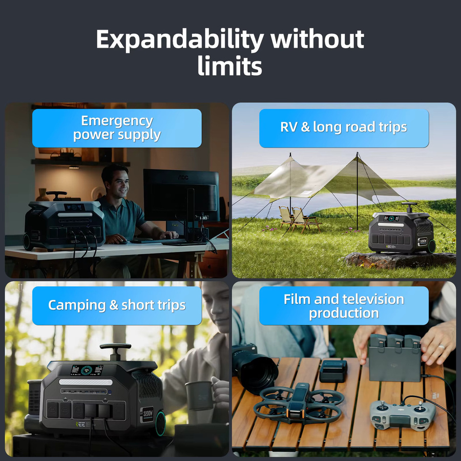 IEE P3200 Tragbare Powerstation Solargenerator mit 3200W Leistung und 2048Wh Kapazität LiFePO4 für Camping und Angeln - Bild 5