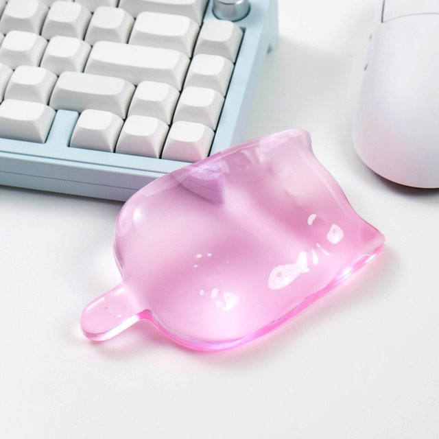 Venit Keys Handgelenkauflage Rosa Katze Maus Pad aus Silikon mit rutschfester Basis für Home Office und Computer - Bild 1