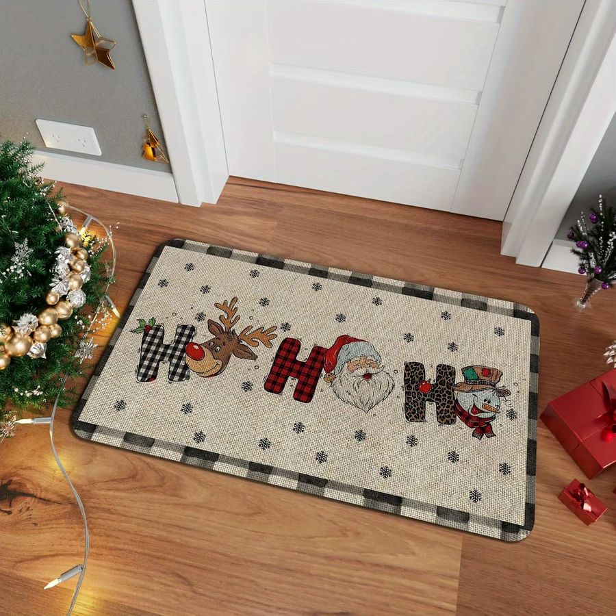 VIKAMA Weihnachts Teppich mit niedlichem Cartoon-Design als Fußmatte für Wohnzimmer, Schlafzimmer und Außenbereich - Bild 4