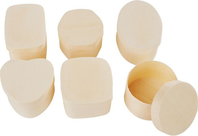 VBS Spanschachteln Formen in Beige, 6er-Set aus Holz für deinen Adventskalender - Bild 1