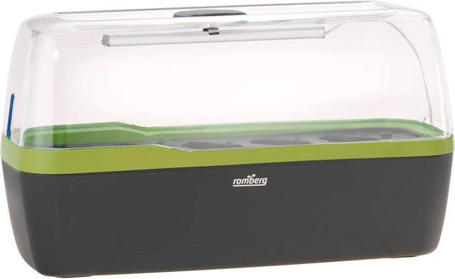 Romberg LED-Gewächshaus Boqube L Plus Pflanzkasten in Anthrazit/Sommergrün mit 5 Watt LED-Beleuchtung, Einlegeboden und seitlicher Gießöffnung - Bild 1