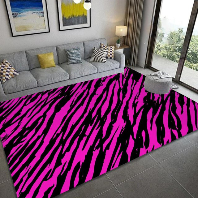 BC-Warm Home Teppich mit Leoparden- und Zebramuster in Pink, rutschfest und waschbar, B/T: 80 x 120 cm - Bild 1
