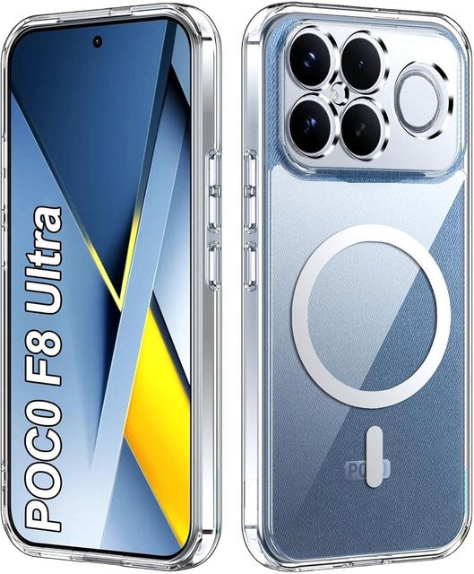 Stoßfeste magnetische Handyhülle für Xiaomi Poco F8 Pro und Poco F8 Ultra mit kabelloser Ladefunktion in Transparent - Bild 1