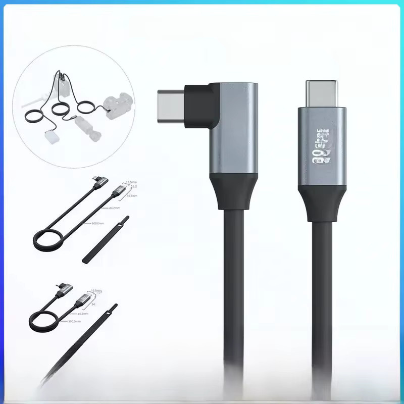 SmallRig USB-C auf USB-C Datenkabel in Schwarz, unterstützt 20 Gbit/s Datenübertragung und 100 W Schnellladung, abgewinkeltes Powerbank-Kabel für DSLR-Kamera-Akkus - Bild 1