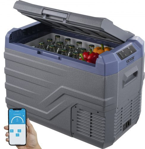 VEVOR Autokühlschrank 37 Liter Einzelzonen-Kompressorkühlschrank für Camping und Wohnmobil, 12/24V DC und 100-240V AC, Temperaturregelung -20 °C bis 20 °C mit eingebautem Licht - Bild 1