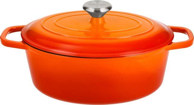 SILVERCREST Premium-Gusseisenbräter aus emailliertem Gusseisen in Orange, Backofenfest - Bild 1