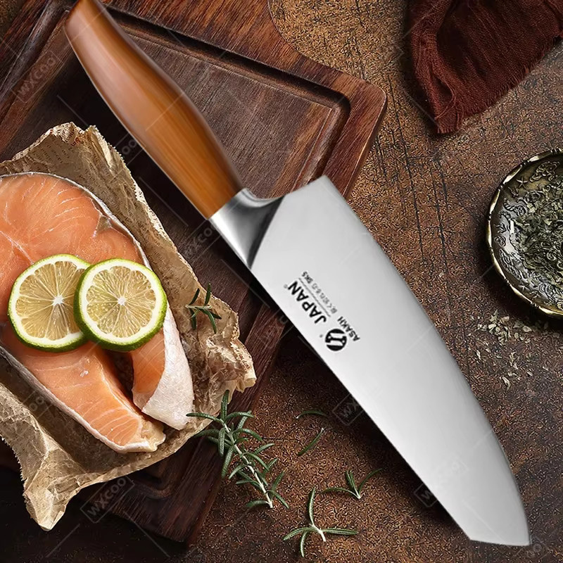 WXCOO Kochmesser Set mit Aufbewahrungsbox aus Holz zum Schneiden von Fleisch, Fisch und Obst - Bild 3