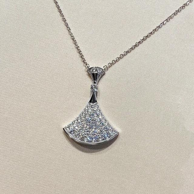 Halskette 925 Silber, Zirkonia, Muschelförmiger Anhänger, 45cm, Damen - Bild 1