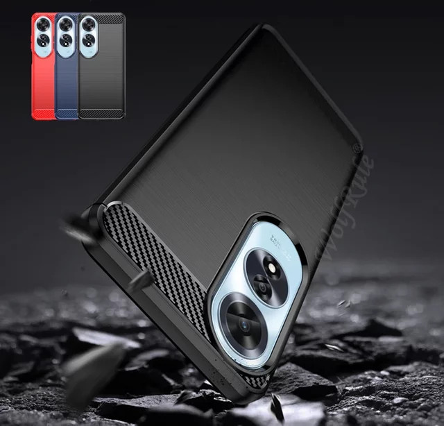 Stoßfeste Silikon Handyhülle aus weichem TPU mit Kohlefaser-Design für Oppo A60 A79 A98 A78 A58 A38 A18 A17 A77 A54 A57 A1 2 Pro 4G 5G in Schwarz - Bild 1
