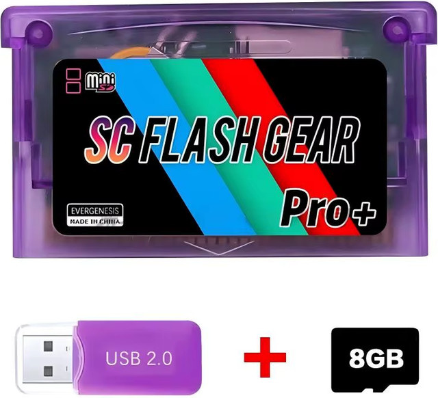 DGETG SCFFWV1.5 Mini SC-Karte 1000+in1 Flash GBA-Karte mit Kartenleser und 8GTF-Karte für GBA, GBC, GB und NDS in Schwarz - Bild 1