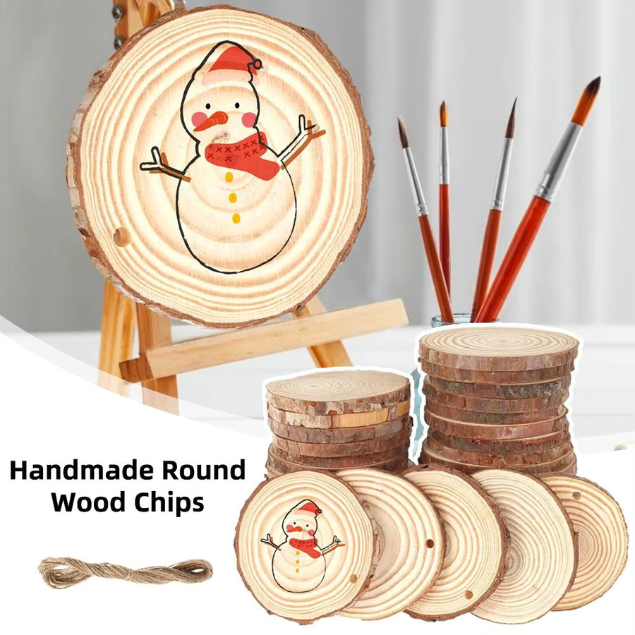 30 Stück natürliche Kiefernholz-Jahresringe in Braun für DIY-Dekoration und Kunstprojekte - Bild 2